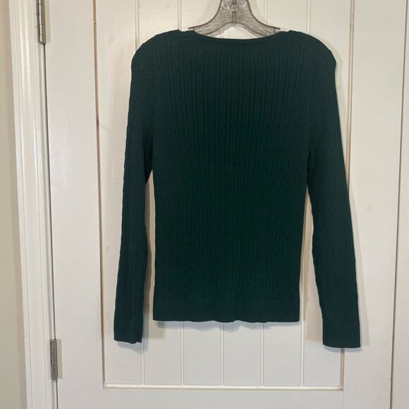 Talbots Green V-Neck Sweater Classic Knit Design - Picture 4 of 6